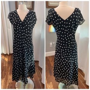 Vintage y2k Polka Dot Dress women's size 12 summer dress EUC Navy Blue